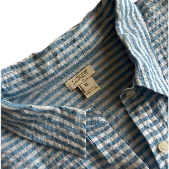 J. Crew Rumpled Stripe Popover Blue XL - Picture 5 of 10